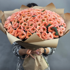 Букет "Персик" из 101 махровой розы Риджентс парк (60 см) в Балашихе