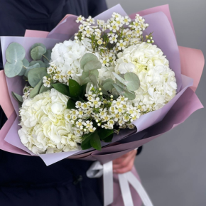 Букет "Суприм" из гортензий и хамелациума в Балашихе