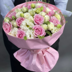 Букет "Нежное признание" из роз и эустом в Балашихе