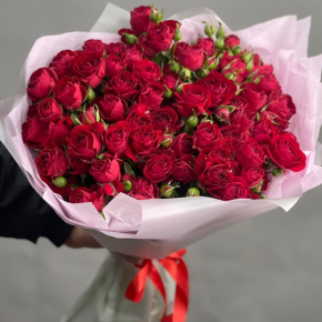 Букет из 17 красных кустовых пионовидных роз (50 см) в Балашихе